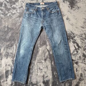 Levi's 501 Men's Button Fly Dark Wash Denim Jeans Size 33x32 Faded Straight Fit